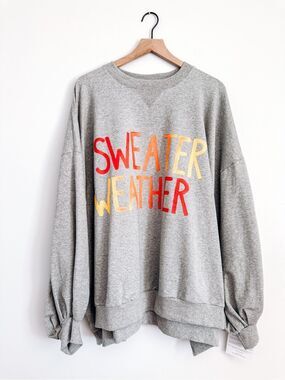 Wren + Glory Sweater Weather Hand Painted Oversized Crewneck Sweatshirt OS